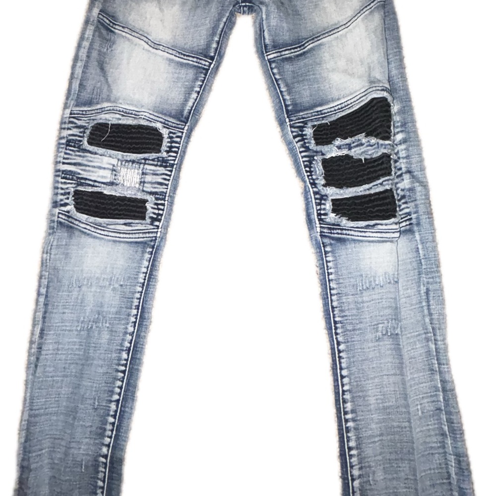 Men's Light Blue Distressed Skinny Jeans
